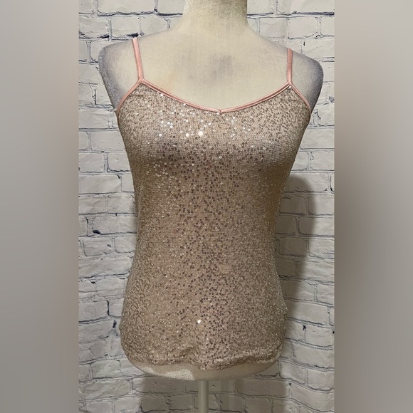 Express Pink Glitter Sequin Tank Top With Adjustable Straps Size Small - Picture 3 of 8